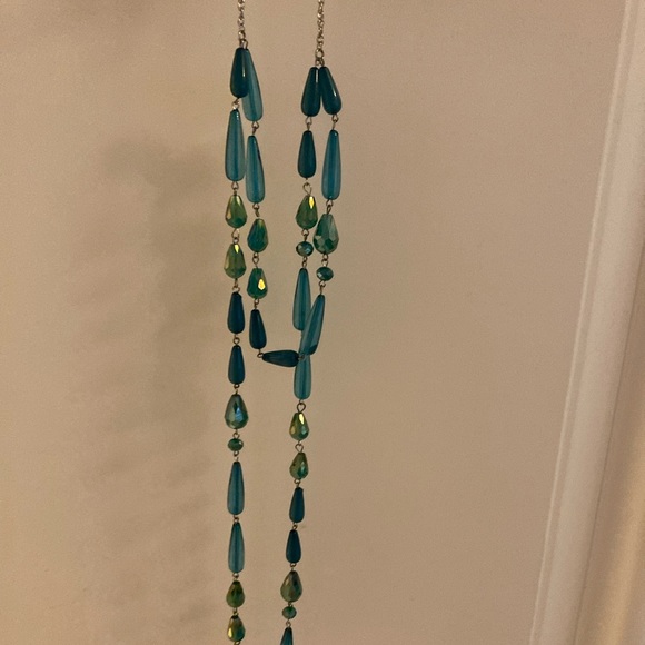 Blue/green beaded necklace and earrings NWT - Picture 6 of 7